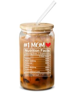 neweleven mother day gift for mom - gifts for mom from daughter, son, kids - unique birthday gifts for mom, new mom, bonus mom, pregnant mom - funny gifts ideas for mom - 16 oz coffee glass