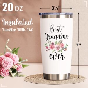 Fimibuke Best Grandma Gifts - 20 OZ Tumbler Mothers Day Gift for Grandma from Granddaughter, Grandson, Grandkid, Insulated Cup Funny Birthday Present Gift for Grandmother/Nana/New Grandma/Grandparents