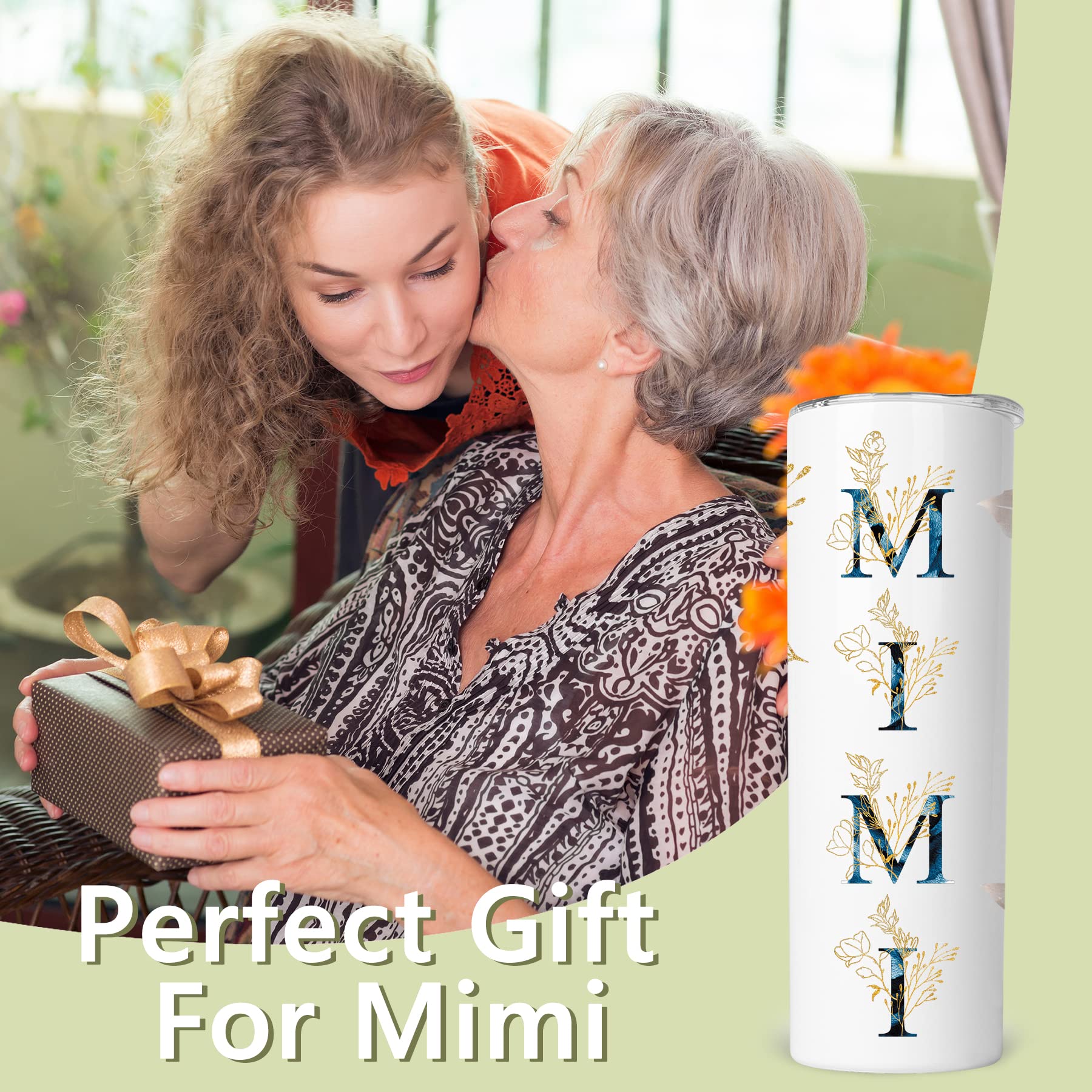 Best Mimi Gifts for Grandma- Cute Grandma's Tumbler- Mother's Day Birthday Christmas Gifts for Grandmom from Grandson Granddaughter