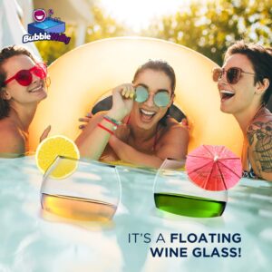 Floating Wine Glasses for Pool (18 Oz | Set of 2) That Float | Shatterproof Poolside Wine Glasses | Floating Cup | Beach Glass | Outdoor Tritan Plastic Wine Glasses with Stem