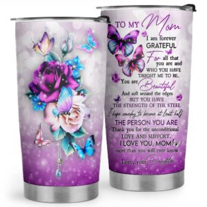 Mom Rose 20oz Stainless Steel Tumbler - Mom Gifts from Daughters - Mom Birthday Gifts, Christmas Gifts for Mom from Daughter, Valentines Day Gifts for Mom