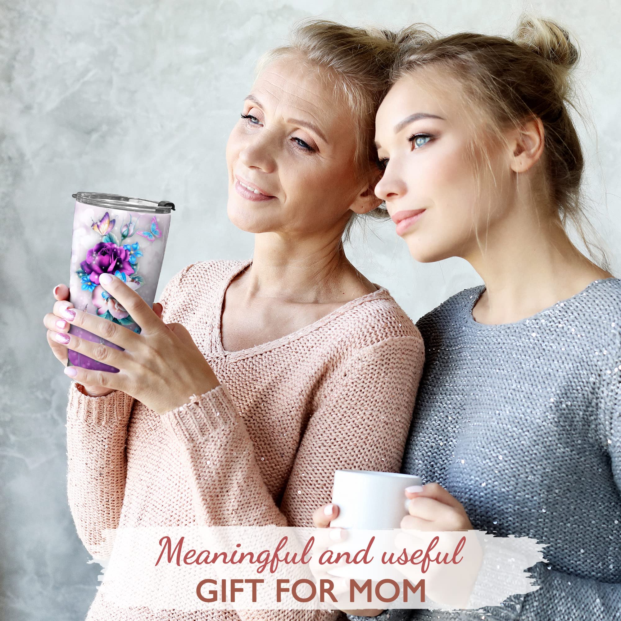 Mom Rose 20oz Stainless Steel Tumbler - Mom Gifts from Daughters - Mom Birthday Gifts, Christmas Gifts for Mom from Daughter, Valentines Day Gifts for Mom