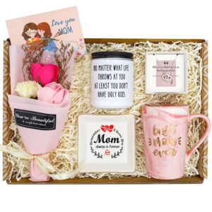 mothers day gifts from daughter son - mom birthday gifts, christmas valentines day gifts for mom, gift basket for mother in law, mama, bonus moms, mom gift box