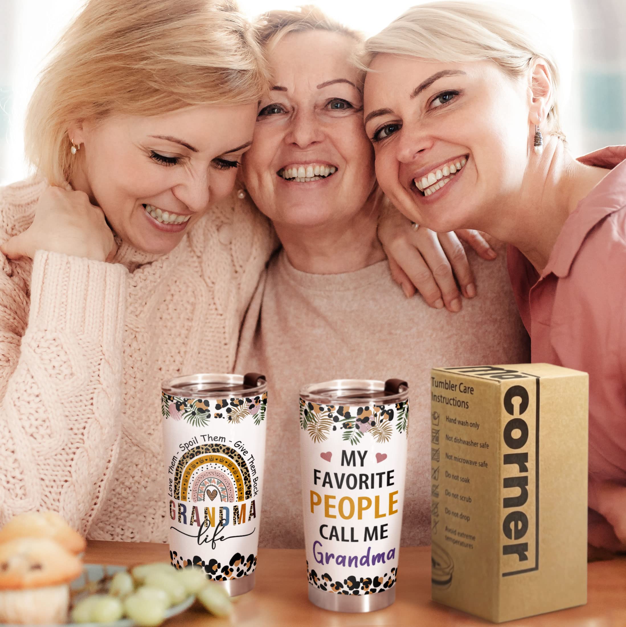 Macorner Grandma Gifts - Stainless Steel Tumbler 20oz Gifts For Women - Birthday Christmas Gifts for Grandma Mom Nana Mimi From Daughter Son Grandkids - Best Grandma Ever Mothers Day Gifts For Grandma