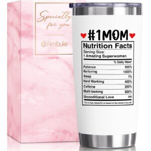 fimibuke gifts for mom from daughter, son - 20 oz tumbler mothers day gifts for mom, mother-in-law, wife, women - nutrition facts insulated cups funny birthday presents boxed gifts from kids husband