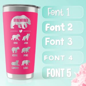 Mother's Day Gifts I Personalized Mama Bear Tumbler with Cubs and Name I Up to 6 Cubs & 5 Fonts - 13 Colors I Mother's Day Gifts from Daughter I 20 OZ - 30 OZ