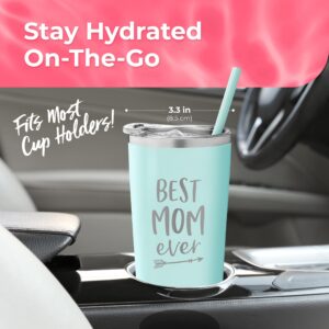 Best Mom Ever Stainless Steel Insulated Travel Tumbler with Lid and Straw - Personalized Cup for Mom Birthday - Valentine's Day - Mother's Day - New Mom Travel Mug - World's Best Mom Tumbler