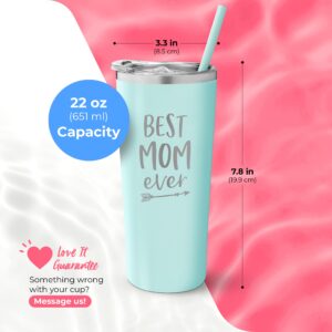 Best Mom Ever Stainless Steel Insulated Travel Tumbler with Lid and Straw - Personalized Cup for Mom Birthday - Valentine's Day - Mother's Day - New Mom Travel Mug - World's Best Mom Tumbler