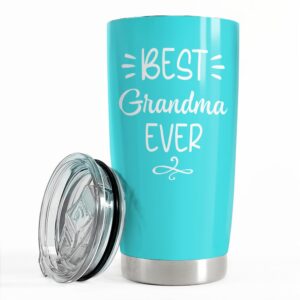 sandjest best grandma ever tumbler gift for nana from grandkids - 20oz mint insulated stainless steel travel mug granny christmas, birthday, mother's day gifts for nana, gigi from grandchildren