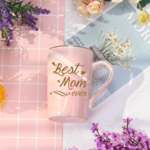 Best Mom Gifts Mom Mug Birthday Mothers Day Gifts for Mom from Daughter Son 14 Ounce Gift Box with Spoon and Cup Mat Pink