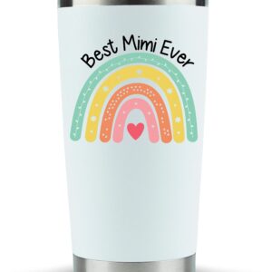KLUBI Mimi Gifts Tumbler - 20oz Tumbler Mug with Straws - Gift Idea for Grandma, Happy Birthday Presents from Granddaughter, Grandson, Cup, Grandchildren