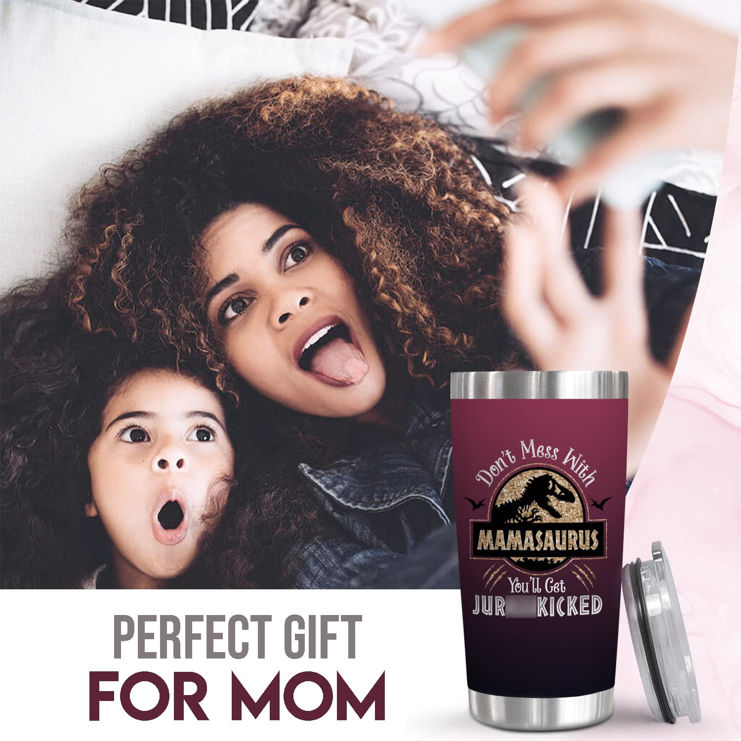 Gifts For Mom From Daughter, Friend Birthday, Christmas, Mothers Day Gifts For Mom, Mamasaurus Mom Tumbler Gifts, Presents For Mom, First Time, New Mom Gifts For Women, 20 Oz Stainless Steel Tumbler