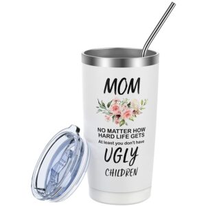 abroml mom gifts presents for mom birthday gifts mothers day gifts from daughter, son, birthday gifts for mom, valentines day gifts for mom, 20oz wine tumbler with rose gold mirror, keychai (style 1)