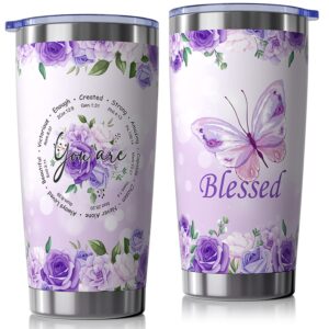 christian gifts for women, inspirational gifts purple butterfly gifts religious gifts for women, birthday gifts for women, mom, best friend,aunt, sister- christmas gifts for women tumbler gifts idea