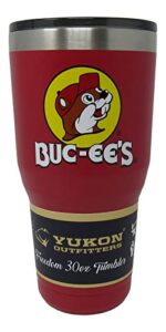 buc-ee's red stainless steel tumbler with bucky the beaver, double wall vacuum insulated, 30 ounces