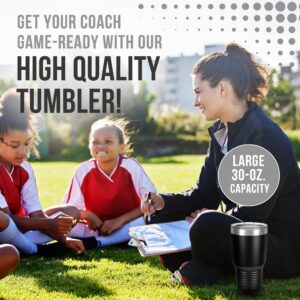 JFWcreations Soccer Coach Tumbler - Soccer Coach Gift 30oz Insulated Engraved Stainless Steel Soccer Coach Cup Black