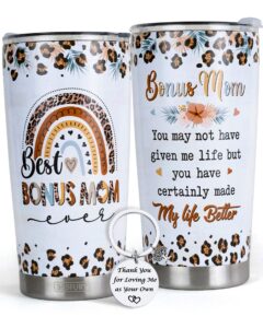 365fury gifts for bonus mom from son, daughter - best bonus, step mom ever gifts - 20oz tumbler w/straw & keychain - christmas, mothers day, birthday gifts for stepmom, mother in law, boyfriend mom
