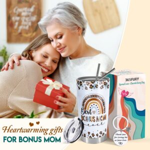 365fury Gifts For Bonus Mom From Son, Daughter - Best Bonus, Step Mom Ever Gifts - 20oz Tumbler w/Straw & Keychain - Christmas, Mothers Day, Birthday Gifts For Stepmom, Mother In Law, Boyfriend Mom