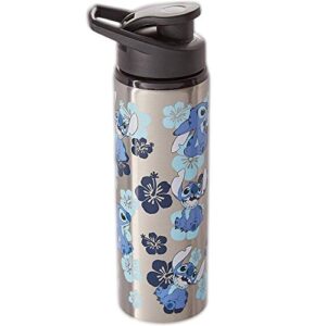 silver buffalo disney lilo and stitch double walled stainless steel water bottle, 25 ounces