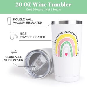 iAOVUEBY Teacher Appreciation Gifts, Best Teacher Gifts for Women, End of Year Teacher Gifts from Student, Thank you Retirement Christmas Teacher Gift Basket of Daycare Preschool - Funny Wine Tumbler