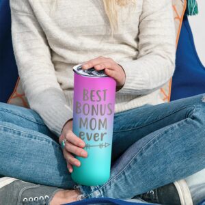 Mothers Day Gifts for Mother In Law Best Bonus Mom Gifts From Daughter Son 20oz Pink Gradient Travel Cup Gift Set for Stepmom Christmas Birthday Presents for Stepmother Tumbler with Lid Staw