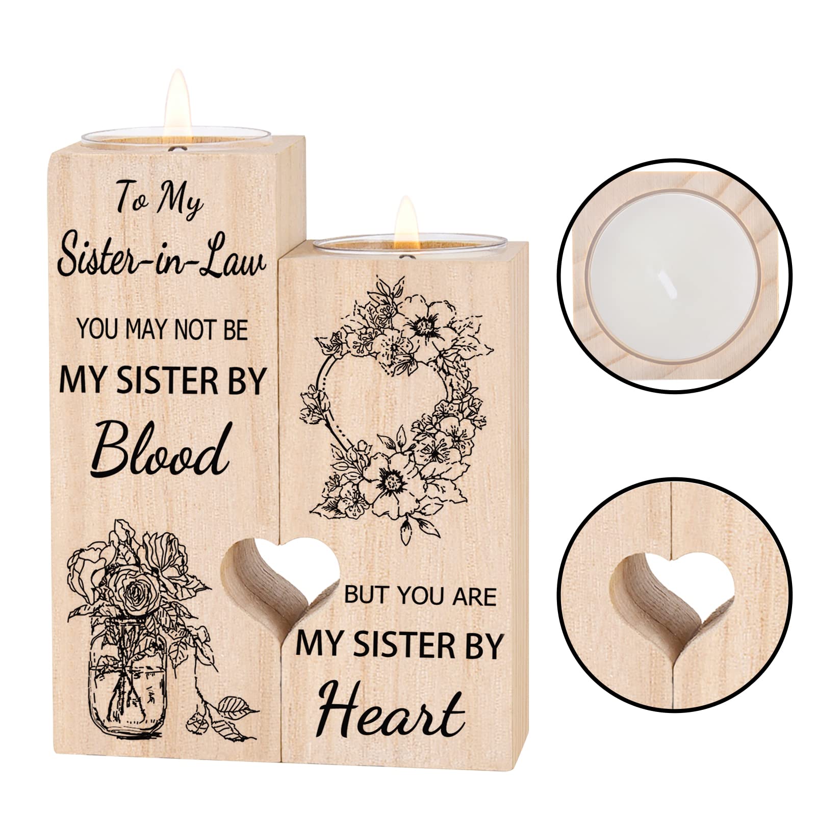 Huixi Sister in Law Gifts, Candlestick - Gifts for Sister in Law, Best Sister in Law Birthday Gifts, Sister-in-Law Christmas Mother's Day Wedding Gifts (Sister in Law)