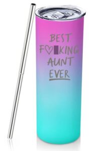 donenzi best aunt ever gifts mother's day gifts for aunt auntie from niece nephew 20oz travel cup aunt auntie birthday christmas presents best auntie bday pink glitter tumbler gift set with lid staw