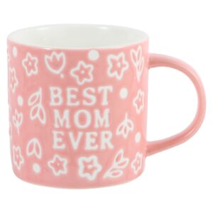tergi gifts for mom - mothers day birthday gifts for mom - best mom mug gifts for mom - best mom ever floral embossed pattern ceramic coffee mug 13.5oz