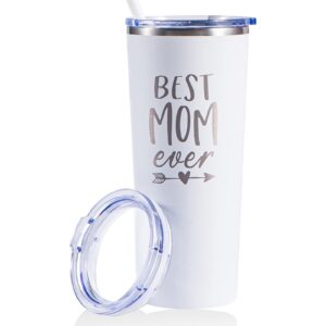 mothers day gifts for mom from daughter son kids-unique birthday present ideas for mom gifts for mom-ideal great gifts for mom - new mom women- stainless steel tumbler 22 oz(white)