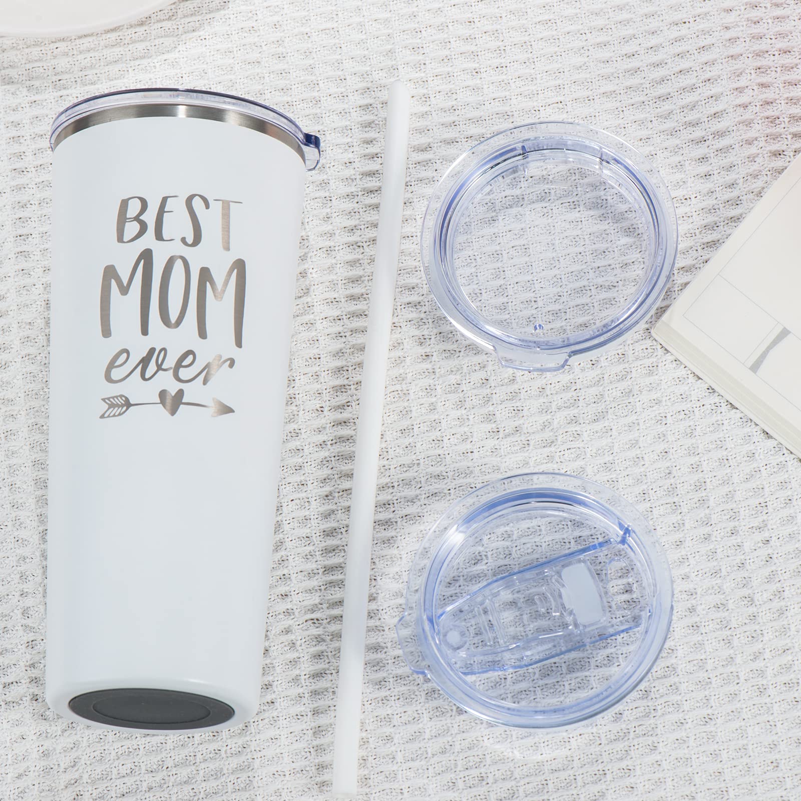 Mothers Day Gifts for Mom From Daughter Son Kids-Unique Birthday Present Ideas For Mom Gifts For Mom-Ideal Great Gifts for Mom - New Mom Women- Stainless Steel Tumbler 22 Oz(white)