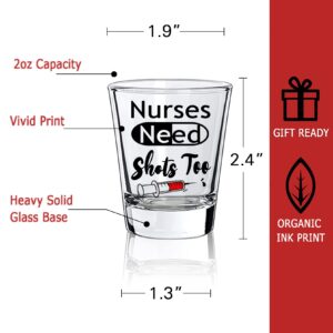 CORCUP Nurse Need Too Glass, Funny Glass Gift for Women& Male Nurses Mom Sister Friend Present for Nursing School Student Graduation Nurses Day Birthday Party 2 oz