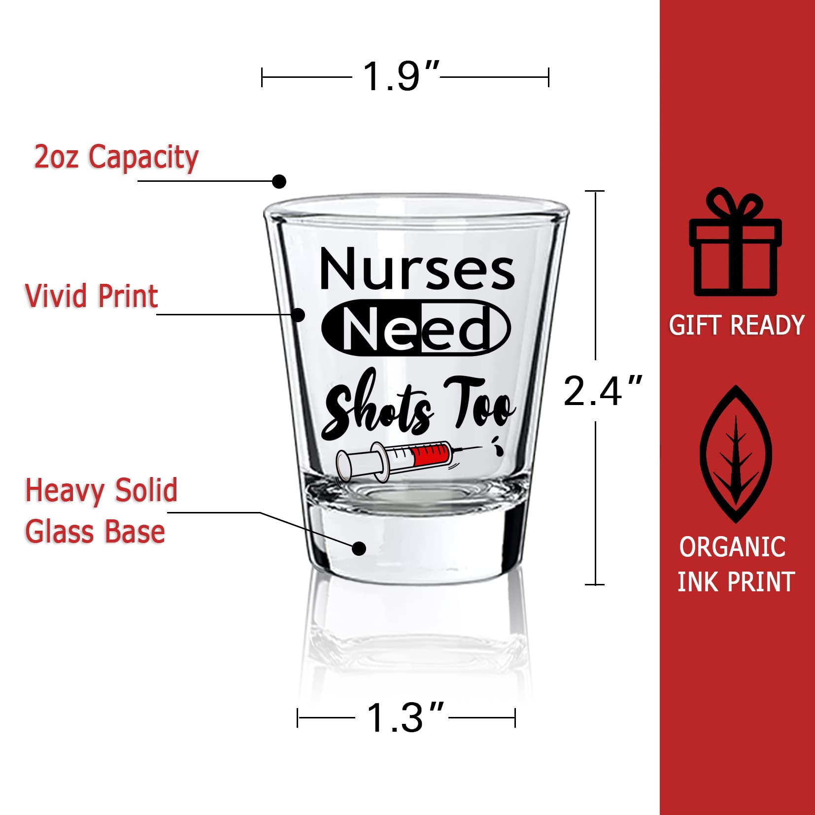 CORCUP Nurse Need Too Glass, Funny Glass Gift for Women& Male Nurses Mom Sister Friend Present for Nursing School Student Graduation Nurses Day Birthday Party 2 oz