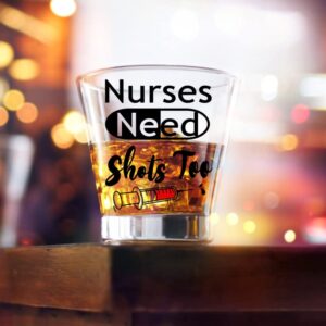 CORCUP Nurse Need Too Glass, Funny Glass Gift for Women& Male Nurses Mom Sister Friend Present for Nursing School Student Graduation Nurses Day Birthday Party 2 oz