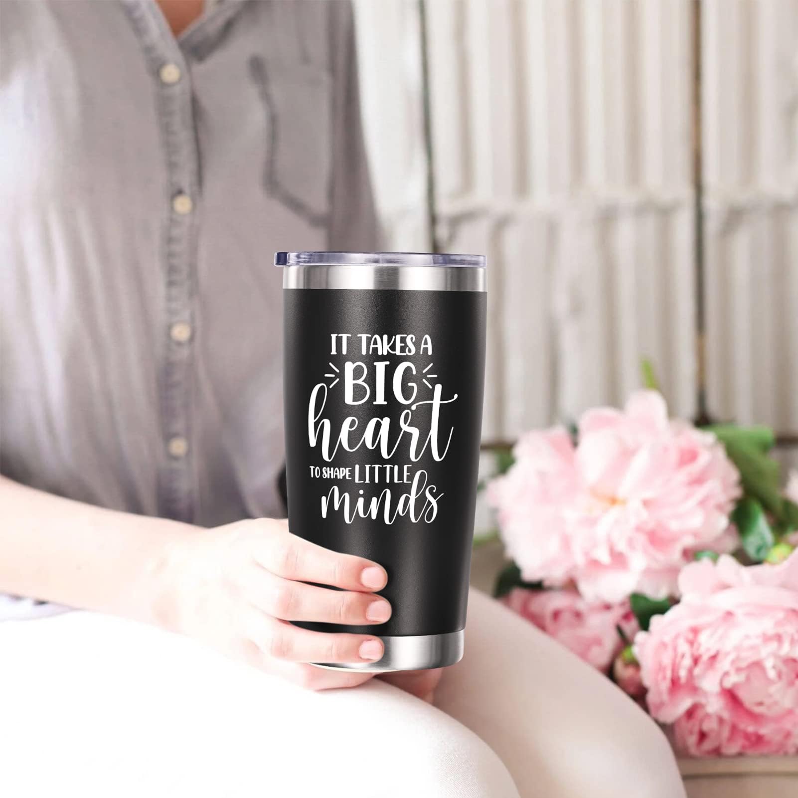 Fimibuke Gifts for Teacher from Students - 20 OZ Tumbler Teachers Day Gifts for Teacher Appreciation Teacher Gift Insulated Cups Big Heart Funny Birthday Present Graduation Gifts Tumbler for Teacher