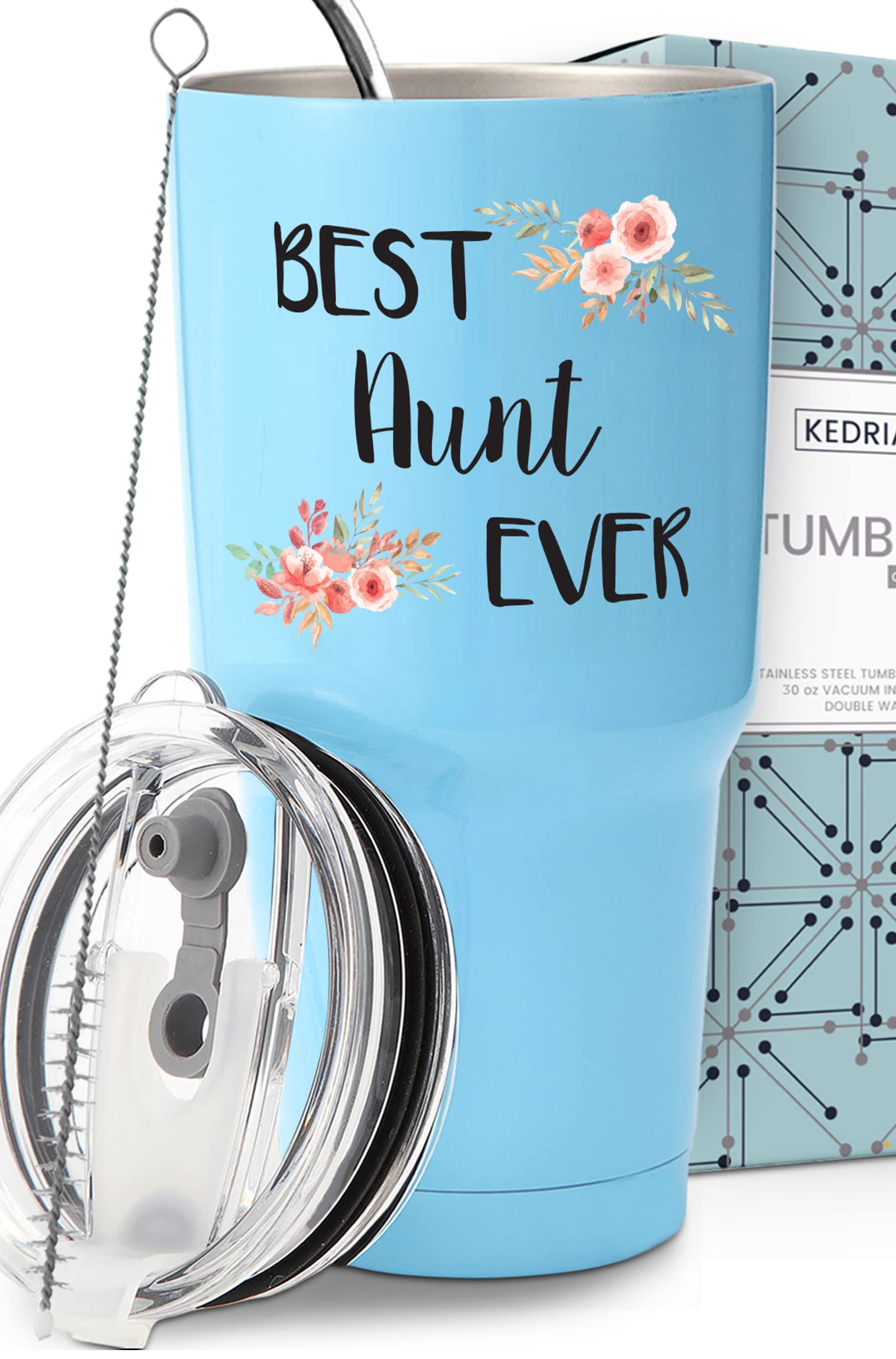 KEDRIAN Aunt Tumbler 30oz, Best Aunt Ever Gifts For Aunt, Aunt Mug, Auntie Gifts For Aunts From Niece, Cool Aunt Gifts From Niece and Nephew, Aunt Birthday Gift, Niece to Aunt Gifts For Mothers Day