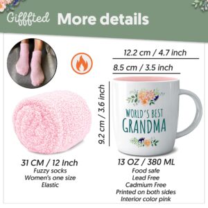 Triple Gifffted Best Grandma Ever Gifts Ideas for Grandmother From Grandkids, Coffee Mug and Socks From Grandson Granddaughter, Grandparent Birthday, Christmas, Mothers Day, Ceramic Cup 380ml