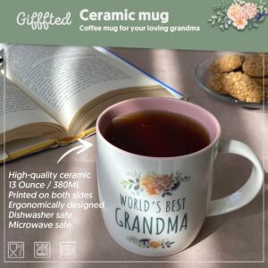 Triple Gifffted Best Grandma Ever Gifts Ideas for Grandmother From Grandkids, Coffee Mug and Socks From Grandson Granddaughter, Grandparent Birthday, Christmas, Mothers Day, Ceramic Cup 380ml