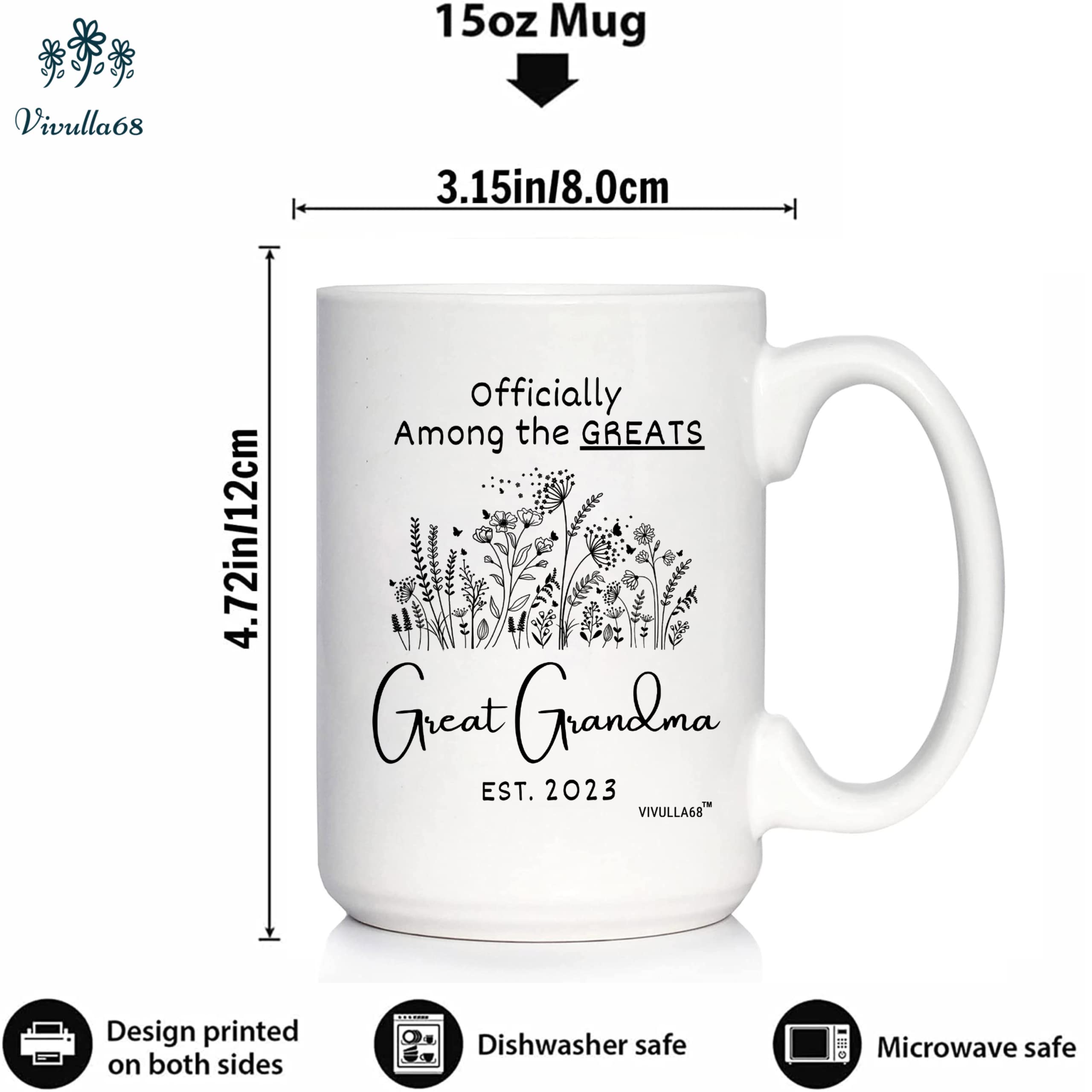 Vivulla68 Great Grandma Mug 2023, New Great Grandma Gifts, Youre Going To Be Great Grandparents Gifts, Presents For Great Grandma Pregnancy Announcement, Happy Mothers Day Gifts for Great Grandmother