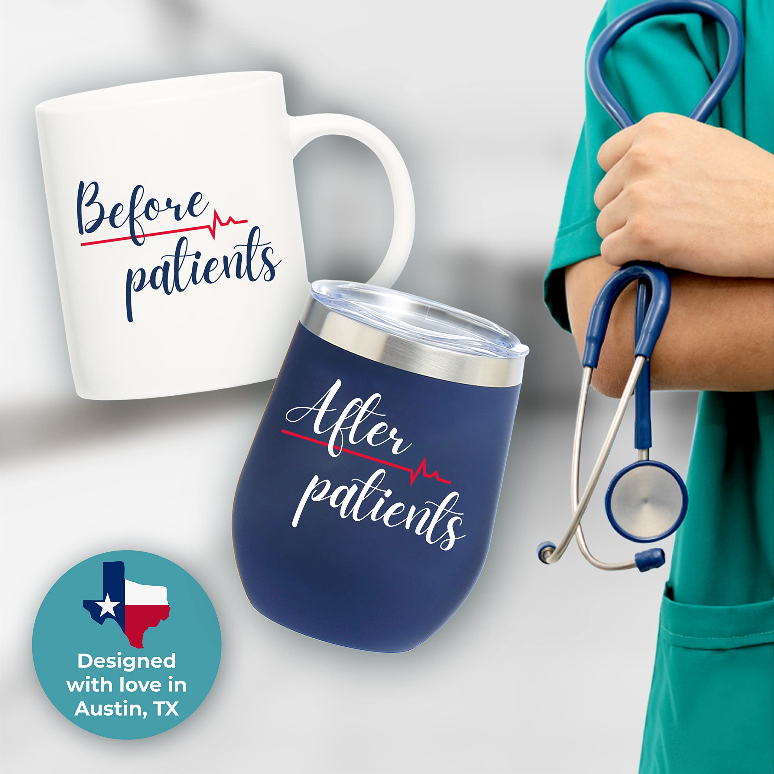 Before Patients After Patients Mug and Wine Tumbler Set, Nurse Gifts For Women Men, RN Gifts For Nurses, Doctor Gifts for Women, Nurse Tumbler, Dental Hygienist Gifts, Nurse Practitioner Gifts