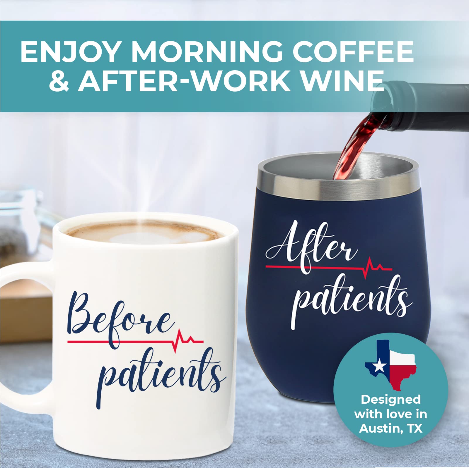 Before Patients After Patients Mug and Wine Tumbler Set, Nurse Gifts For Women Men, RN Gifts For Nurses, Doctor Gifts for Women, Nurse Tumbler, Dental Hygienist Gifts, Nurse Practitioner Gifts