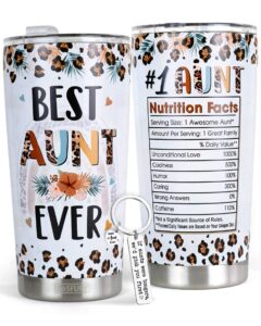 aunt gifts - gifts for aunt from niece, nephew - mother day, birthday gift for aunt, new aunt, aunties - best aunt ever gifts, aunt announcement, auntie gifts set - tumbler 20 oz & aunt keychain