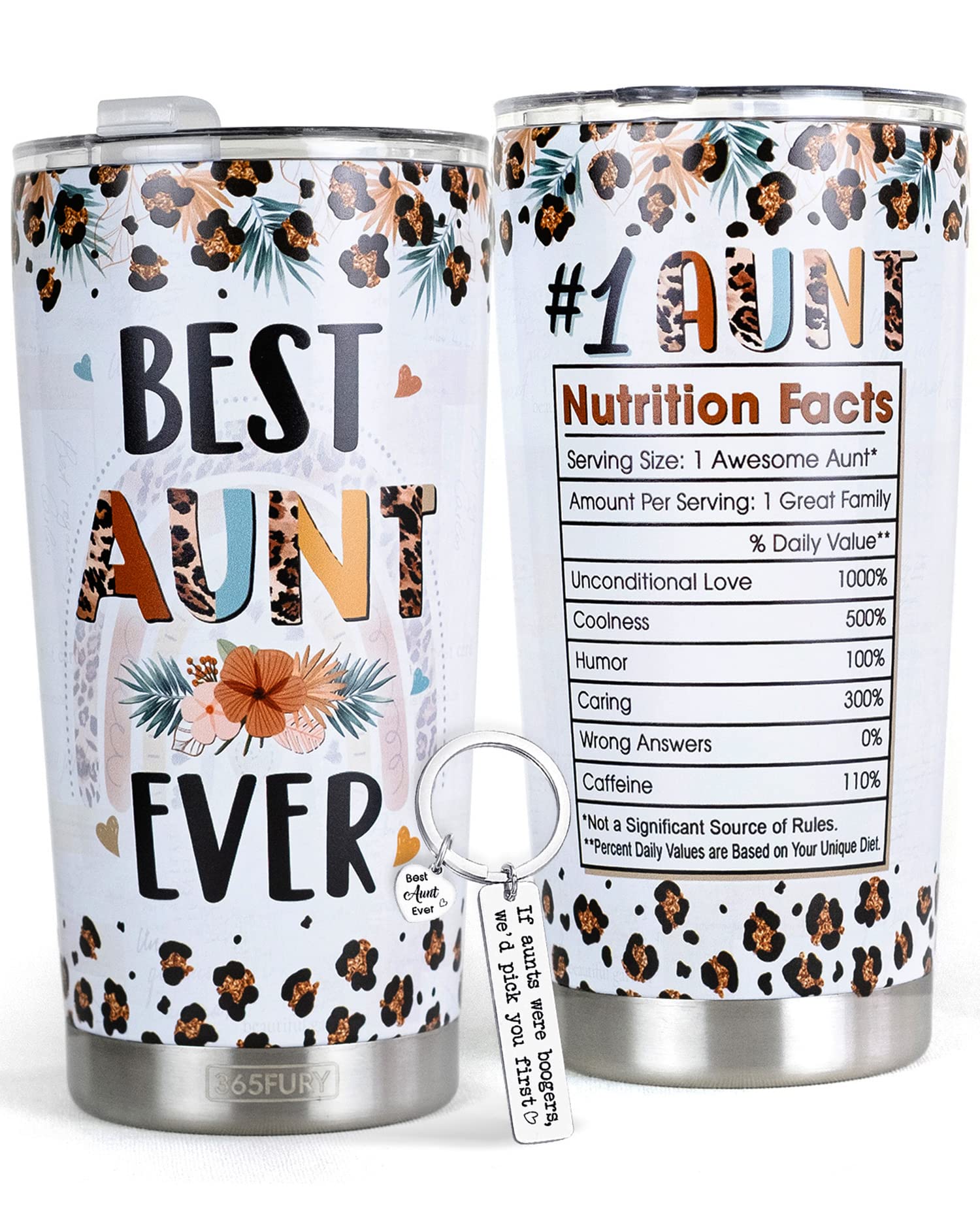 Aunt Gifts - Gifts For Aunt From Niece, Nephew - Mother Day, Birthday Gift For Aunt, New Aunt, Aunties - Best Aunt Ever Gifts, Aunt Announcement, Auntie Gifts Set - Tumbler 20 Oz & Aunt Keychain