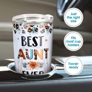 Aunt Gifts - Gifts For Aunt From Niece, Nephew - Mother Day, Birthday Gift For Aunt, New Aunt, Aunties - Best Aunt Ever Gifts, Aunt Announcement, Auntie Gifts Set - Tumbler 20 Oz & Aunt Keychain