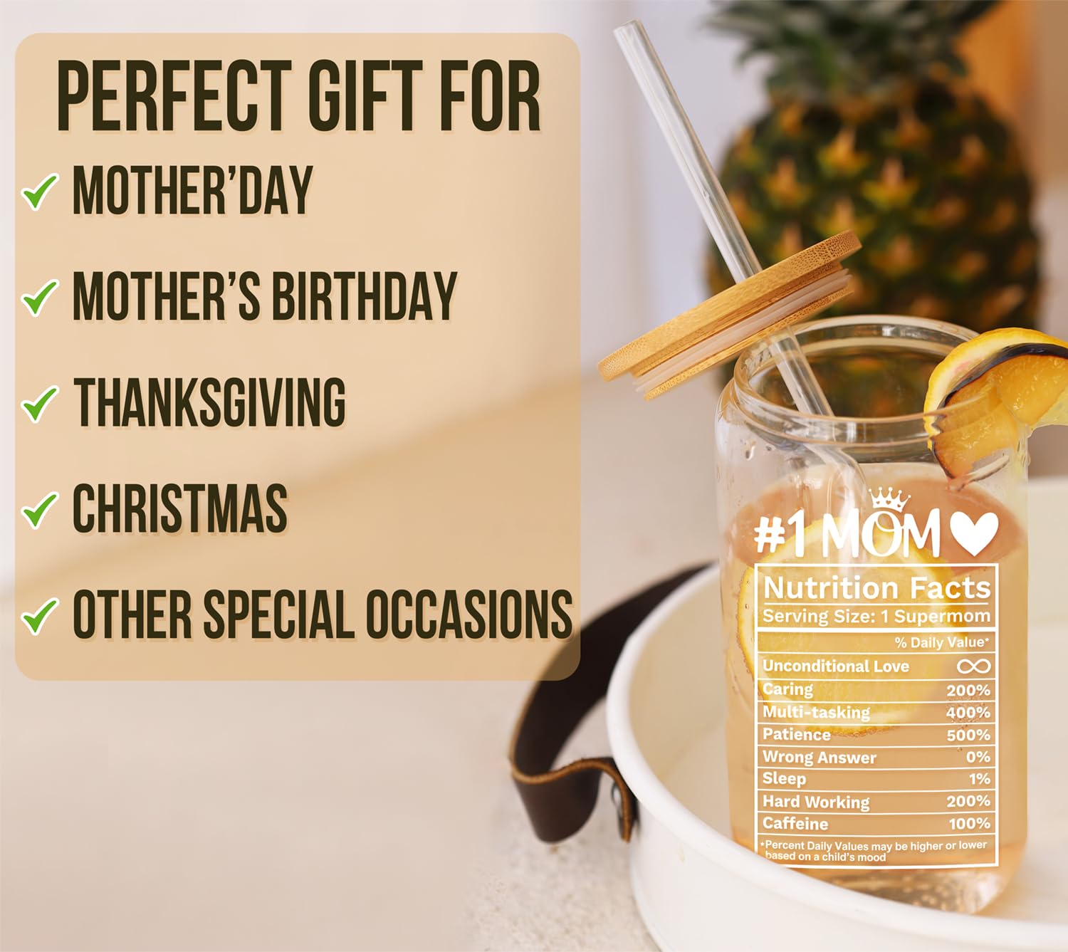 Mothers Day Gifts for Mom from Daughter, Son, Kids, Husband - Mom Gifts for Wife - Birthday Present for Mom, Mama Gifts, Mother Gifts - New Mom, First Time, Bonus MomGift Ideas - 16oz Can Glass Cup