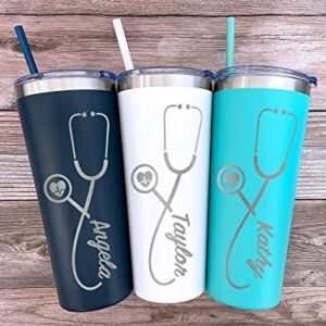 AVITO 22 oz Personalized Nurse Gift, Laser Engraved Nurse Tumbler with Stethoscope, Doctor Tumbler, Doctor Gift, RN Nurse Graduation, Nursing Student