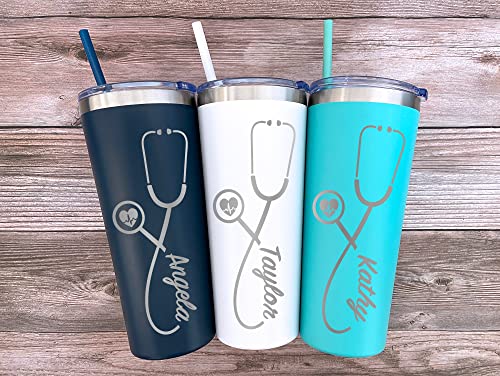 AVITO 22 oz Personalized Nurse Gift, Laser Engraved Nurse Tumbler with Stethoscope, Doctor Tumbler, Doctor Gift, RN Nurse Graduation, Nursing Student