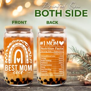 Mothers Day Gifts for Mom from Daughter, Son, Kids, Husband - Mom Gifts for Wife - Birthday Present for Mom, Mama Gifts, Mother Gifts - New Mom, First Time, Bonus MomGift Ideas - 16oz Can Glass Cup