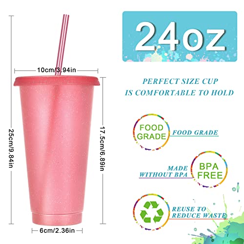 Honeydak Tumbler with Straw and Lid Bulk Water Bottle Iced Coffee Travel Mug Cup Reusable Plastic Cups for Parties Birthdays 24-27 oz (,)