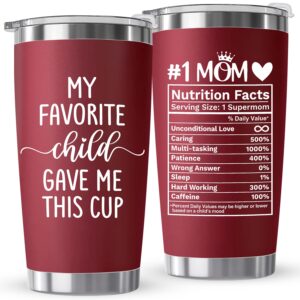 Mothers Day Gifts For Mom From Son, Daughter - Mothers Day Gift Ideas Funny - Great Mothers Day I Love You Gag Gift, Best Birthday Present for Mother-In-Law, Stepmom, Bonus Mom - Red Tumbler Cup 20oz