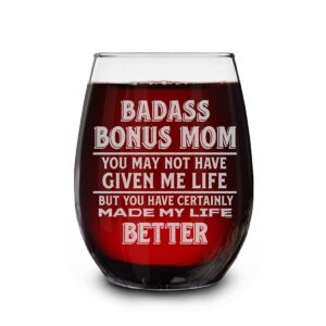 shop4ever stepmom you may not have given me life but you certainly made my life better engraved stemless wine glass mother's day gift 15 oz.